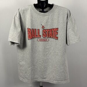Ball State Cardinals Shirt Mens XL Gray NCAA College Short‎ Sleeve Tee Graphic